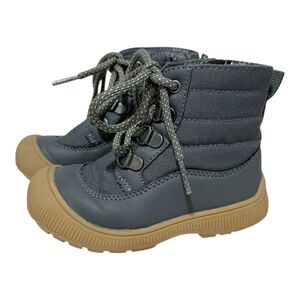 Cat & Jack Toddler Boys Grey Quilted Lace Up Side Zip Boots Size 6 093120286